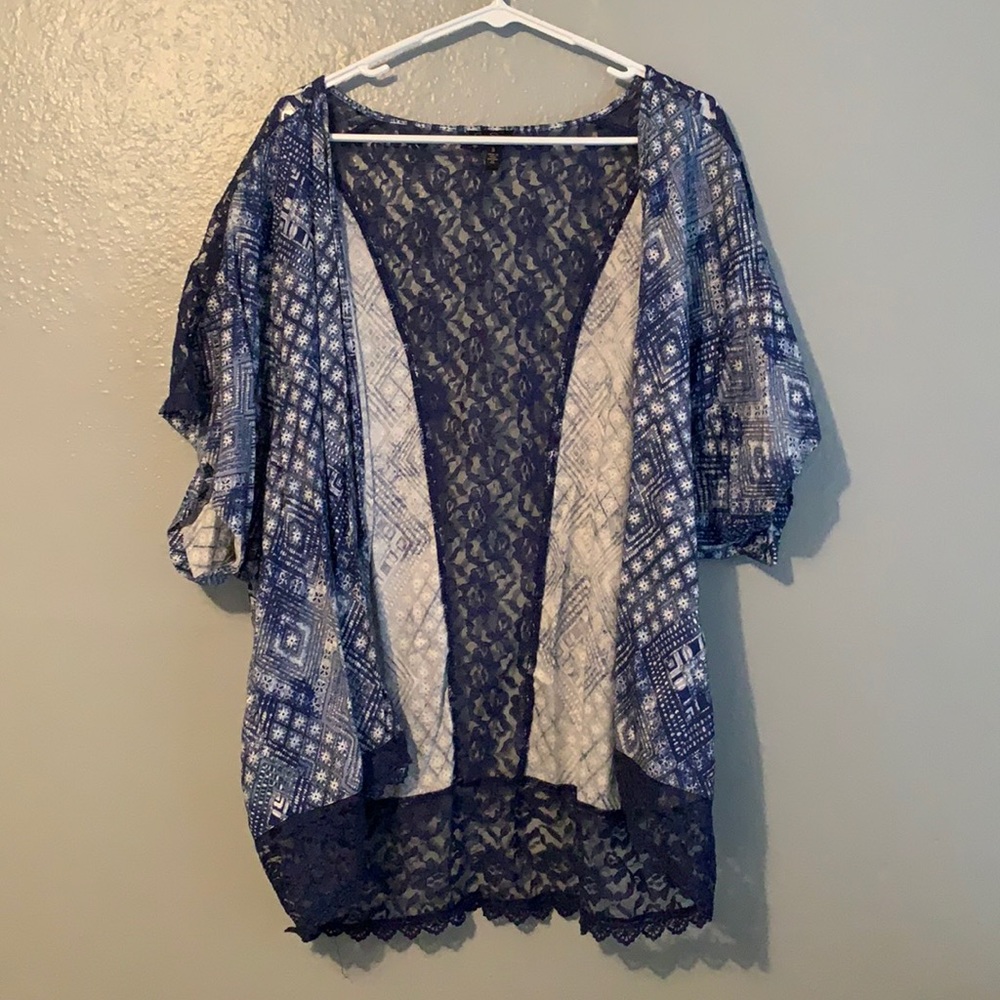 Blue and White Cardigan